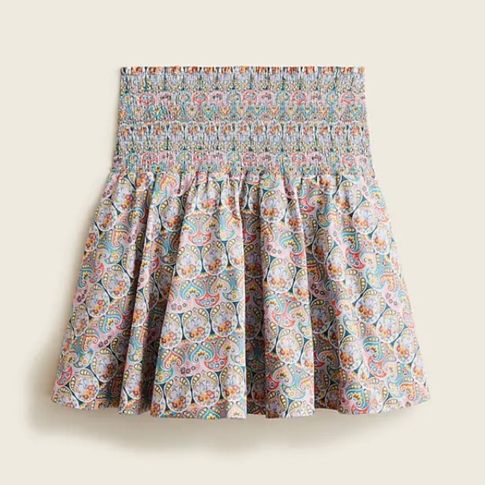 NWT J.Crew Smocked Cotton Mini Skirt in Liberty Giorgia Duke Print XS